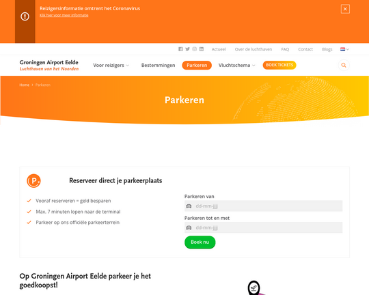 Parkeren bij vliegveld Groningen Logo
